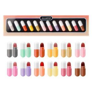 KUSSLIPPE Mini Lipstick Set ,12 Colors Capsules Matte Lipstick, Pill Shaped Lips